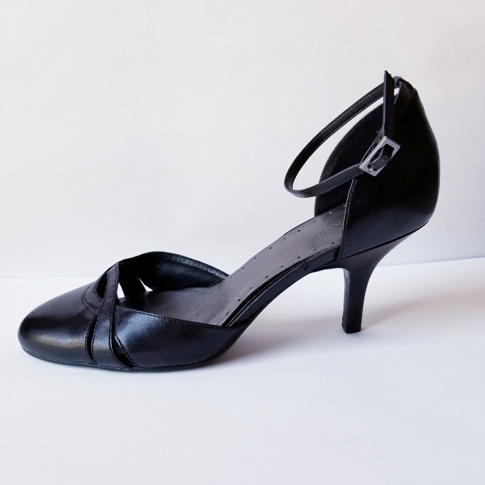 Black Leather 3" D'orsay Size 7.5-8 High Heels